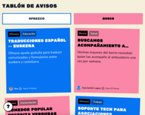 Aspecto del tablón digital de anuncios coideado.